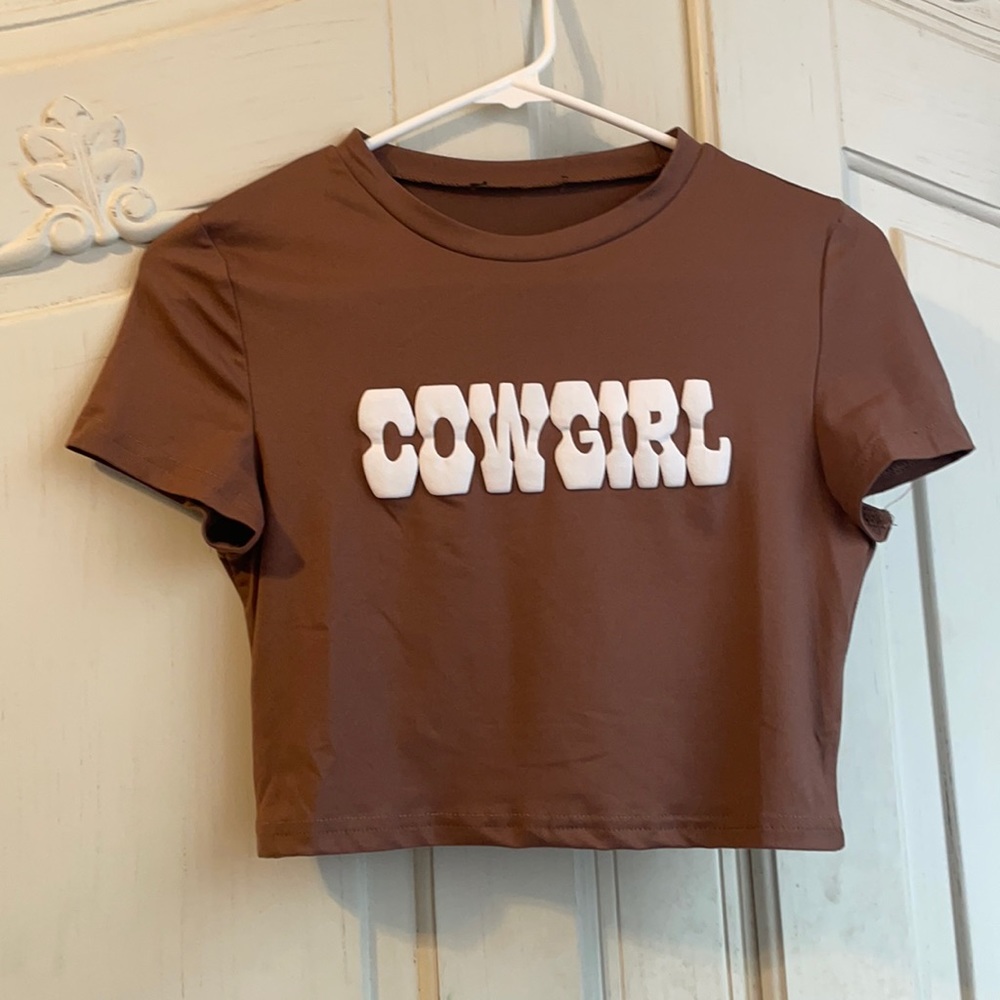 Brown cowgirl crop top